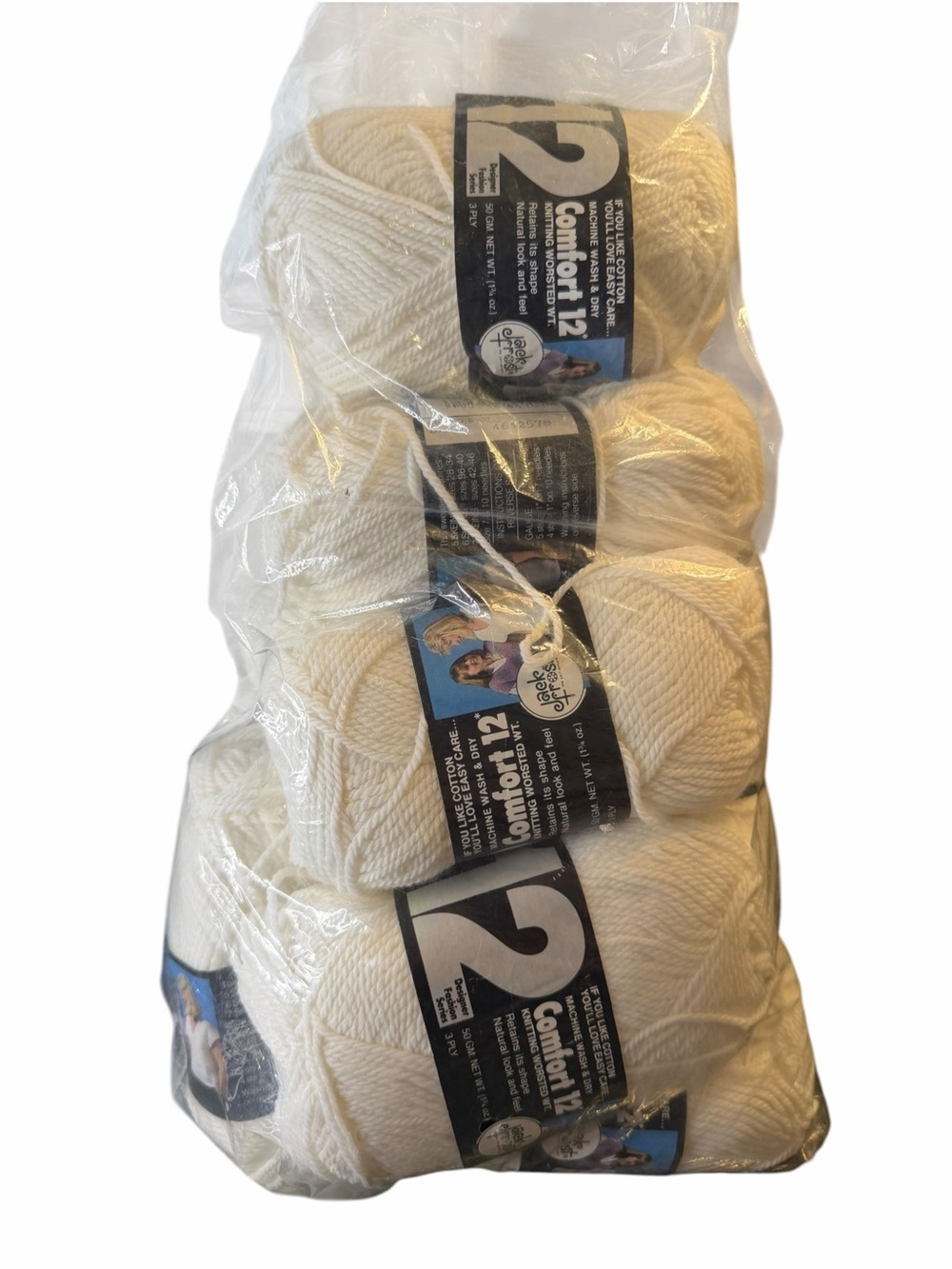 Vintage Jack Frost Comfort 12 White Acrylic Worsted Yarn Lot 8 Skeins 3 Ply